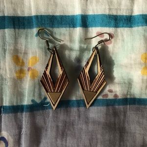 wood & gold earrings